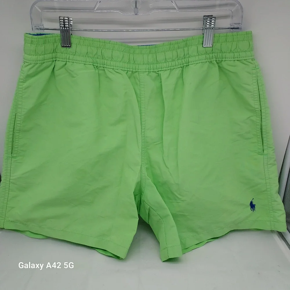 Polo Ralph Lauren Mens Lime Green Swim Trunks Mesh Lined‎ Board Shorts Size M